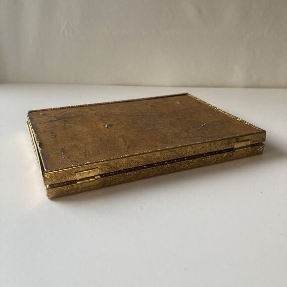 VTG Hollywood Regency MCM Gold Filigree Embossed Duo Picture Frame Ornate 7X5 - Picture 15 of 16